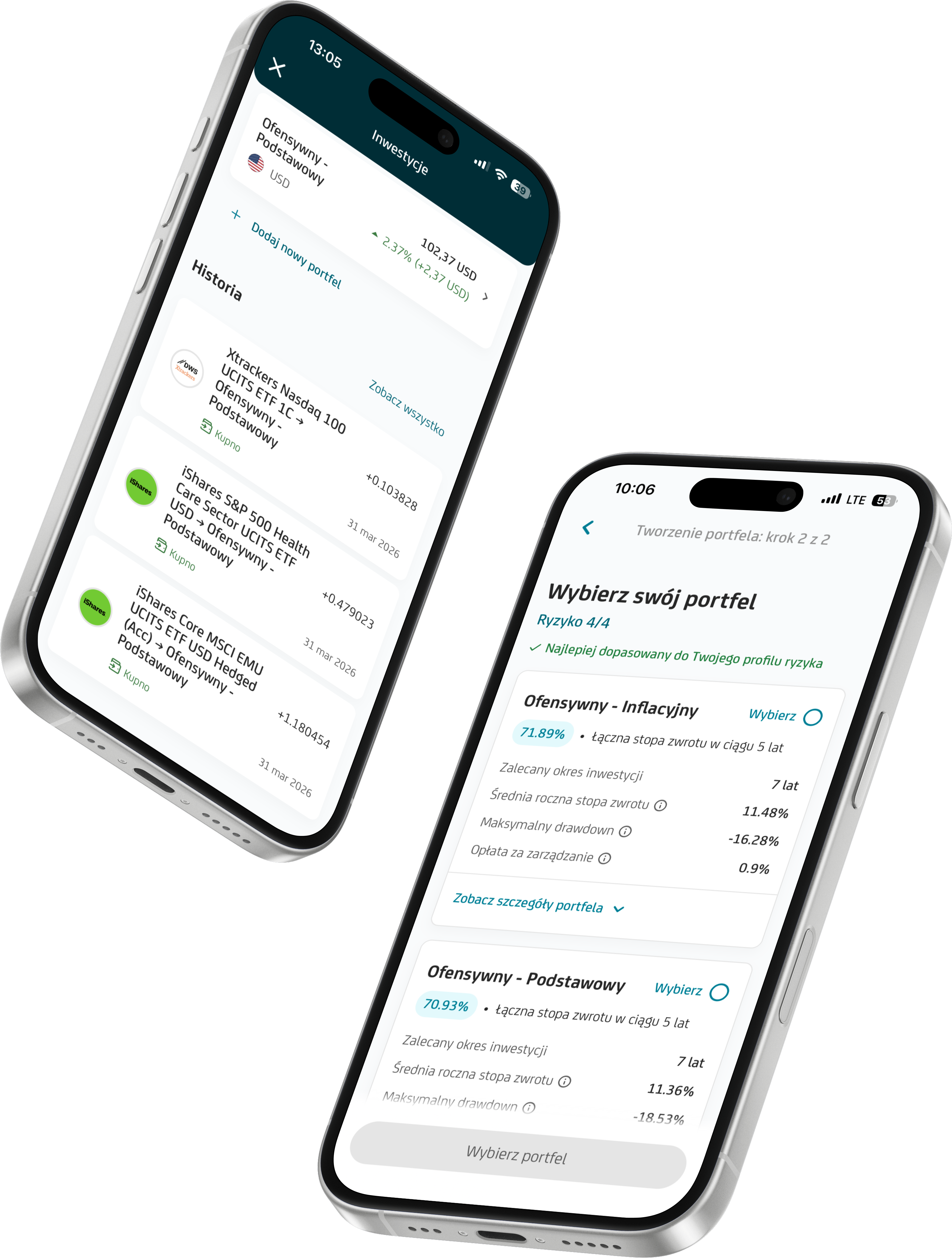 Ekrany telefonów z otwartą aplikacją UniCredit.