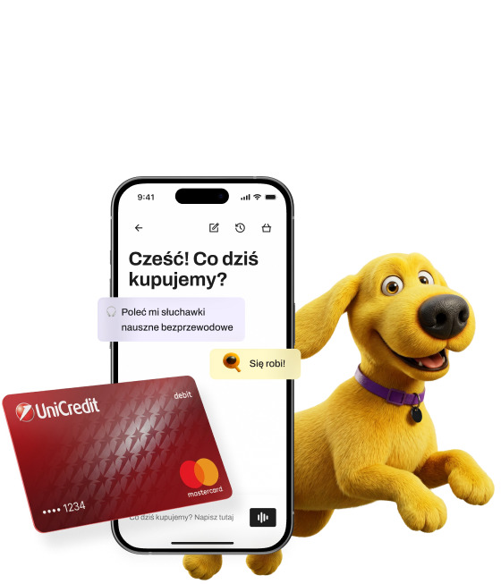 Ekrany telefonów z otwartą aplikacją UniCredit.